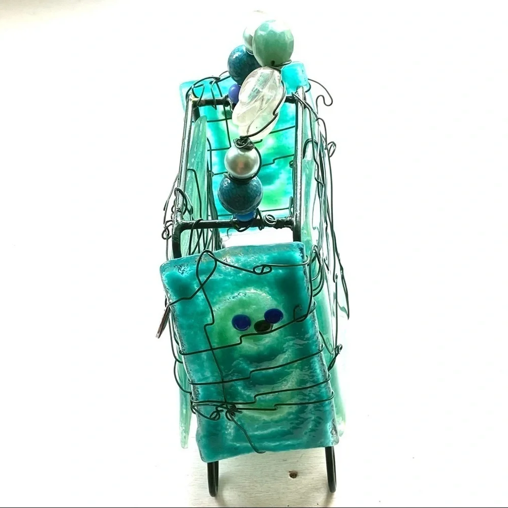 Turquoise Blown Glass  TEA CANDLE HOLDER